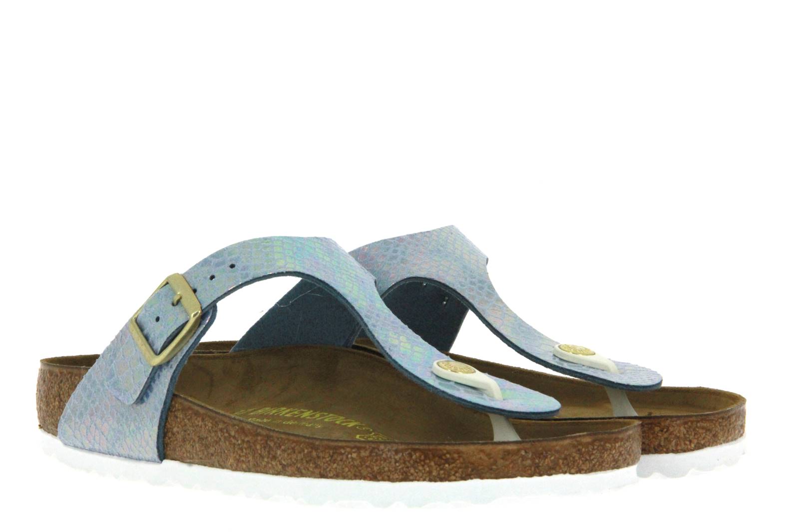 Birkenstock Pantolette GIZEH NORMAL BIRKO-FLOR SHINY SNAKE SKY (36)