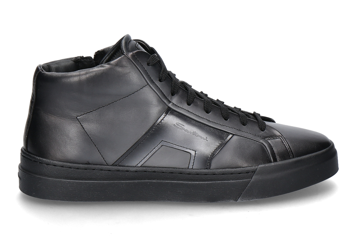 Santoni Herren-Mid-Cut Sneaker DOUBLE BUCKLE- dunkelgrau/ schwarz