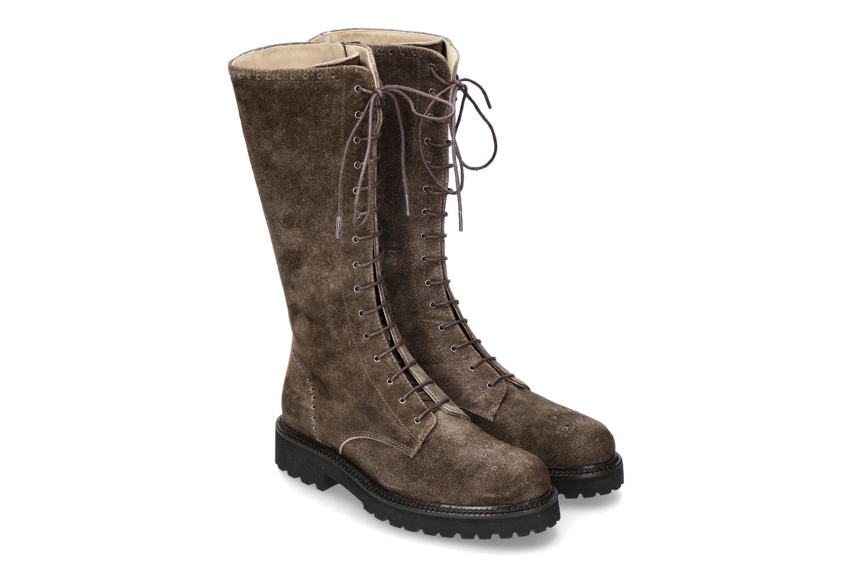 dirndl + bua Schnürstiefel ANTIKBOCK VELOURS- coffee/ braun