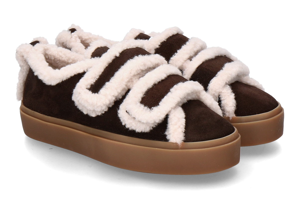 Inuikii Damen- Sneaker gefüttert LOW VELCRO- dunkelbraun/ dark brown