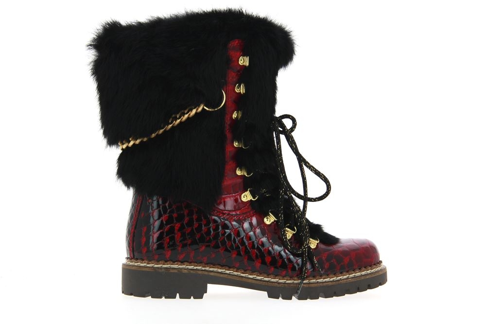 New Italia Shoes Stiefelette gefüttert PYTHON-OPTIK LEDER ROT (40)