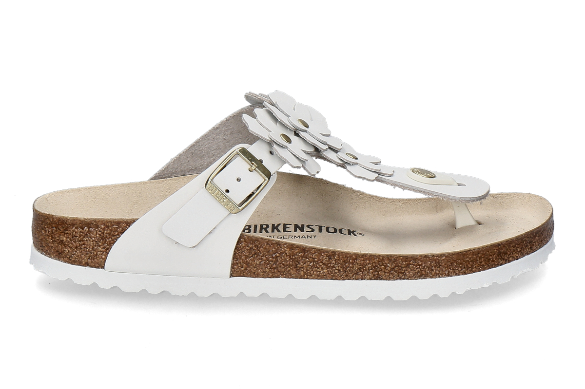 Birkenstock Damen- Zehensteg Pantolette GIZEH FLOWER NORMAL- weiß/ white