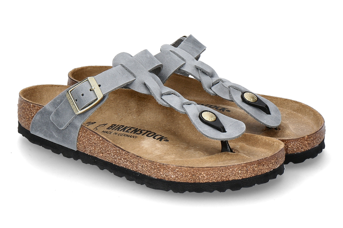 Birkenstock Damen- Zehensteg Pantolette GIZEH BRAIDED NORMAL- grau/ basalt gray