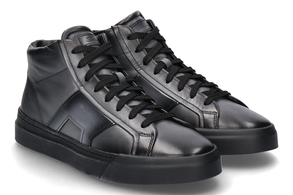 Santoni Herren-Mid-Cut Sneaker DOUBLE BUCKLE- dunkelgrau/ schwarz