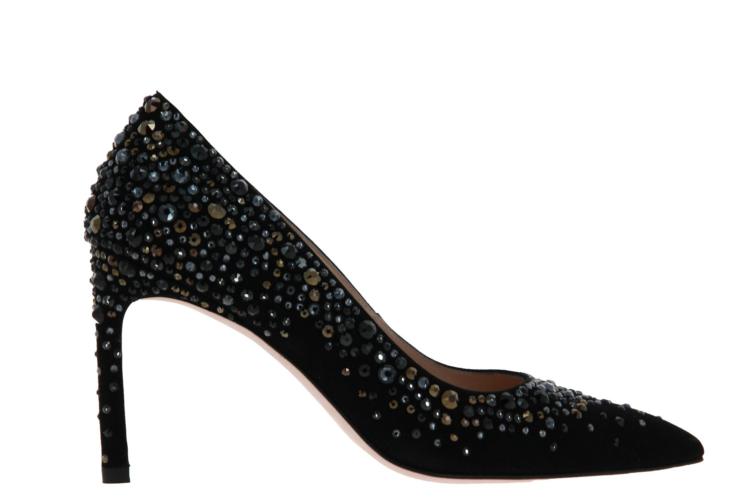 Stuart Weitzman Pumps LALAINA 95 BLACK SUEDE CRYSTAL (38)