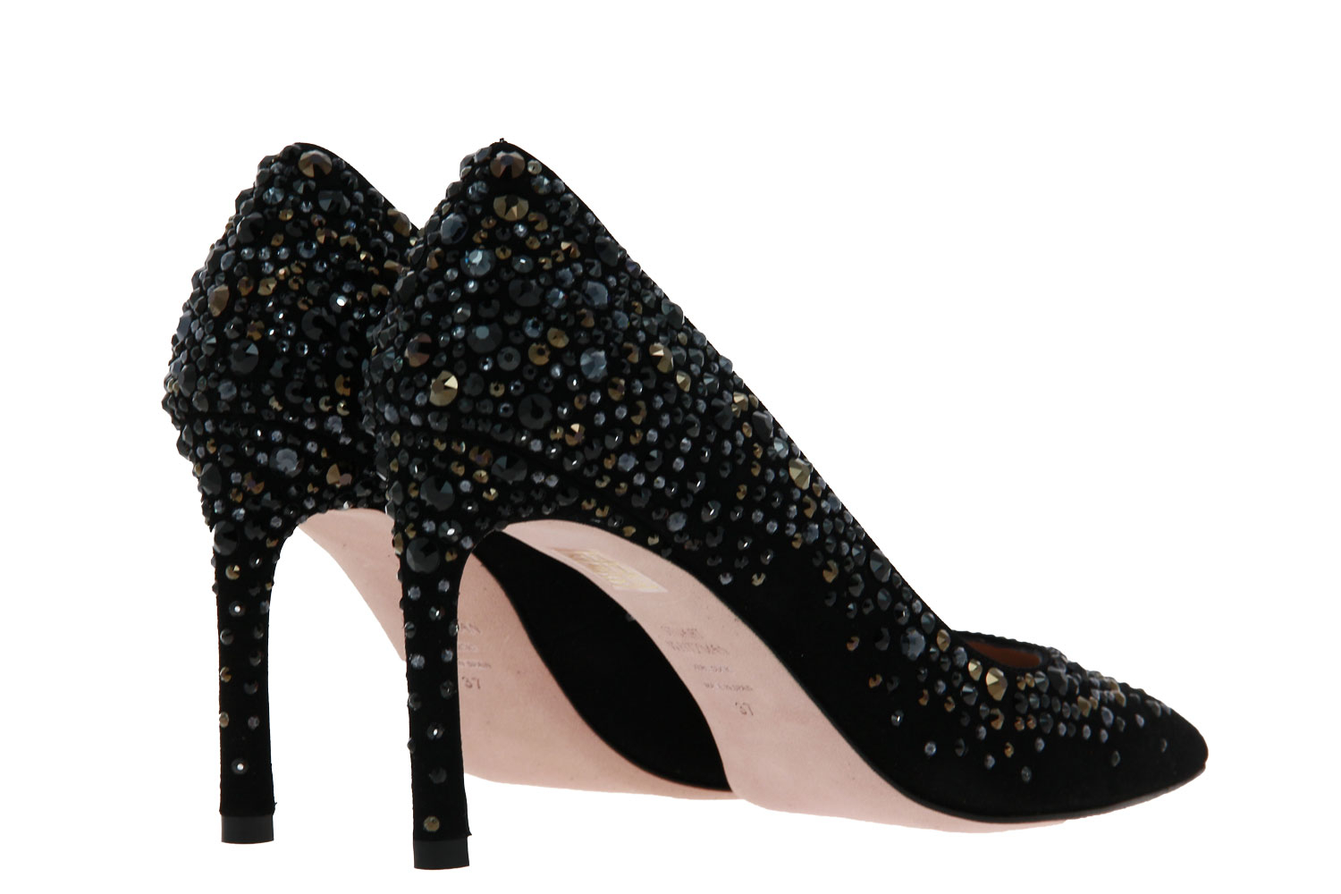 Stuart Weitzman Pumps LALAINA 95 BLACK SUEDE CRYSTAL (38½)