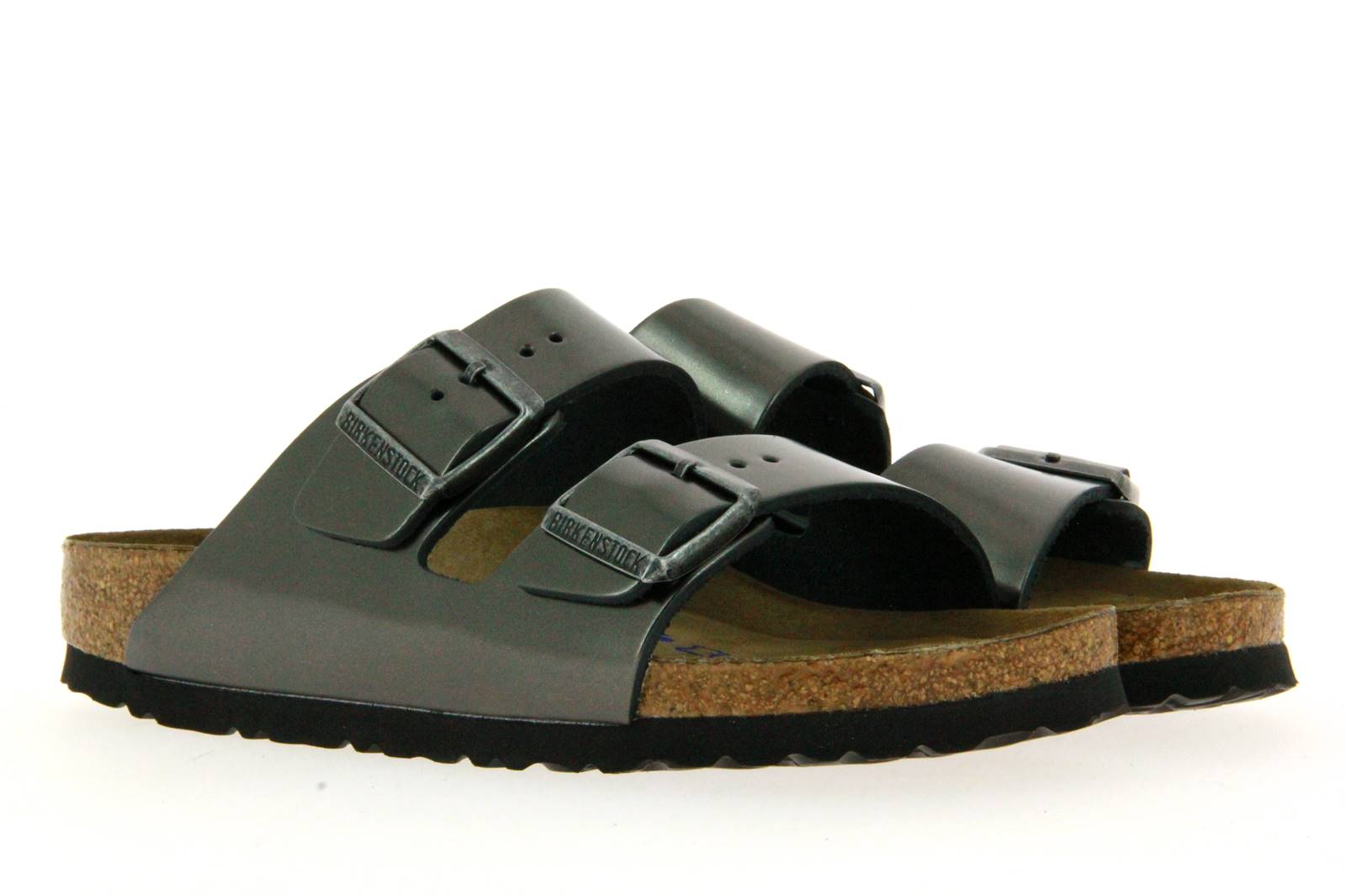 Birkenstock Pantolette ARIZONA SCHMAL NATURLEDER METALLIC ANTHRACITE (37 )