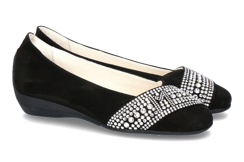 Mania Ballerina CAMOSCIO NERO SILVER STRASS (39½)