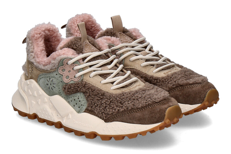 Flower Mountain Sneaker gefüttert KOTETSU SUEDE TEDDY- beige/ pink