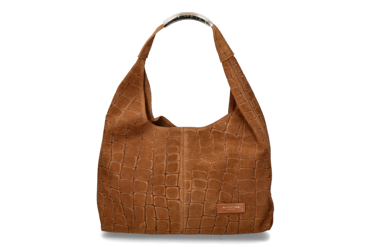 My-Best Bag Firenze Beuteltasche ELISSE CROCO SUEDE- cognac/ mittelbraun
