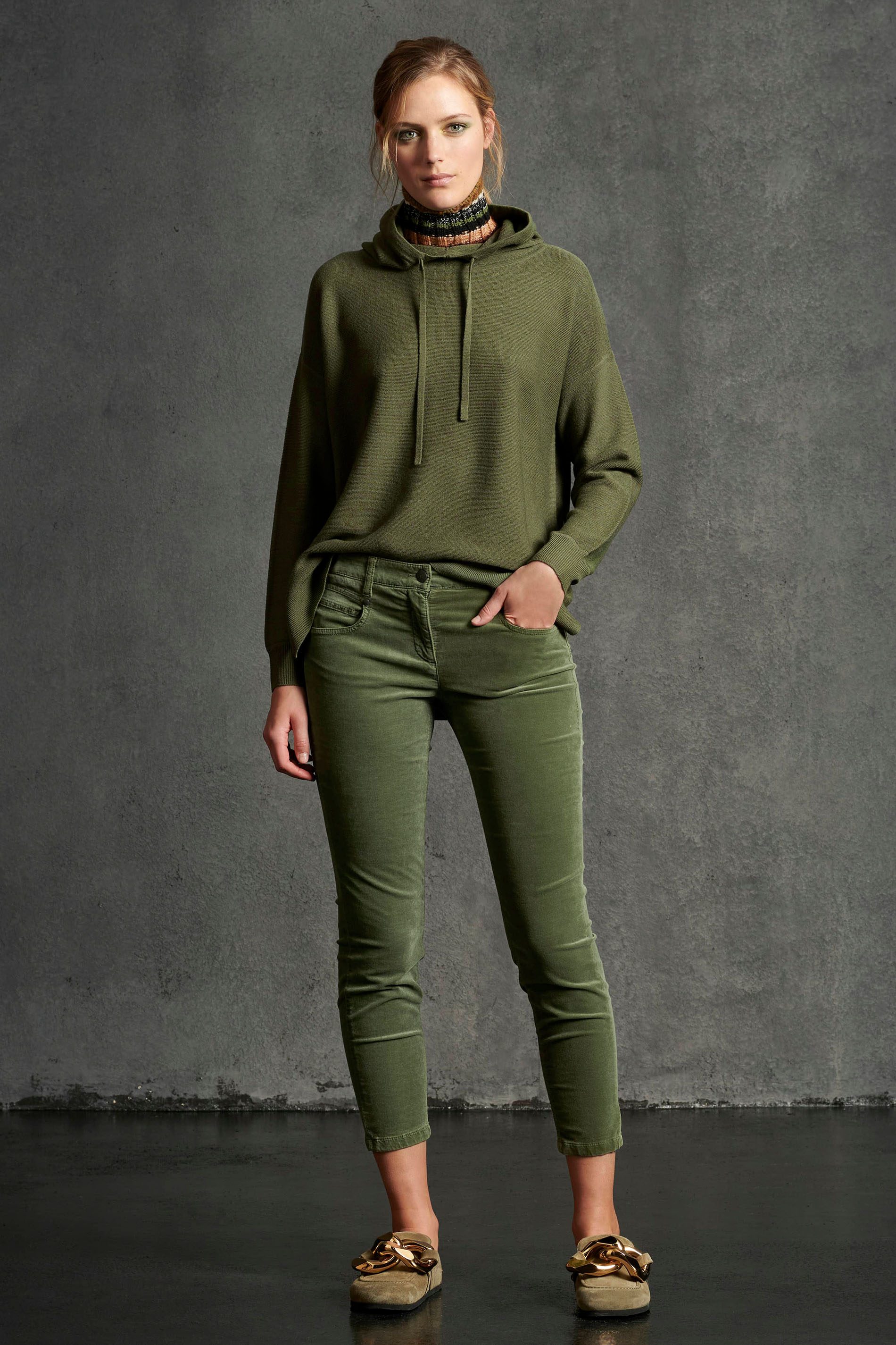 Luisa Cerano Hose HIGH-STRETCH VELVET DENIM - vegetal green/grün