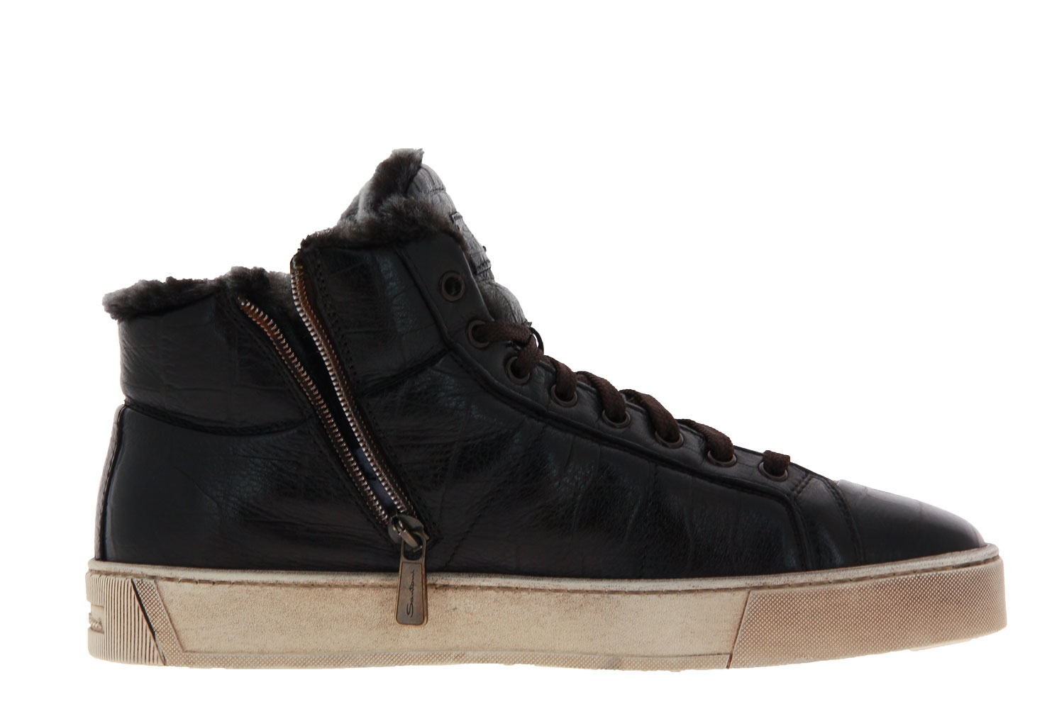 Santoni Sneaker gefüttert LEATHER DARKBROWN (44)