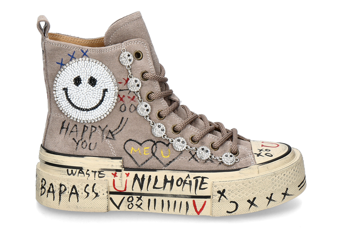 Nan-Ku Couture Mid-Cut Sneaker SMILEY SUEDE- taupe