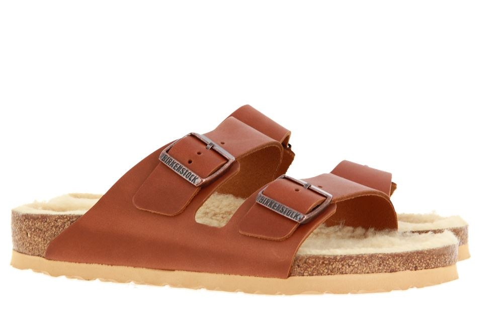 Birkenstock Pantolette gefüttert ARIZONA ANTIQUE PULL COGNAC (46)