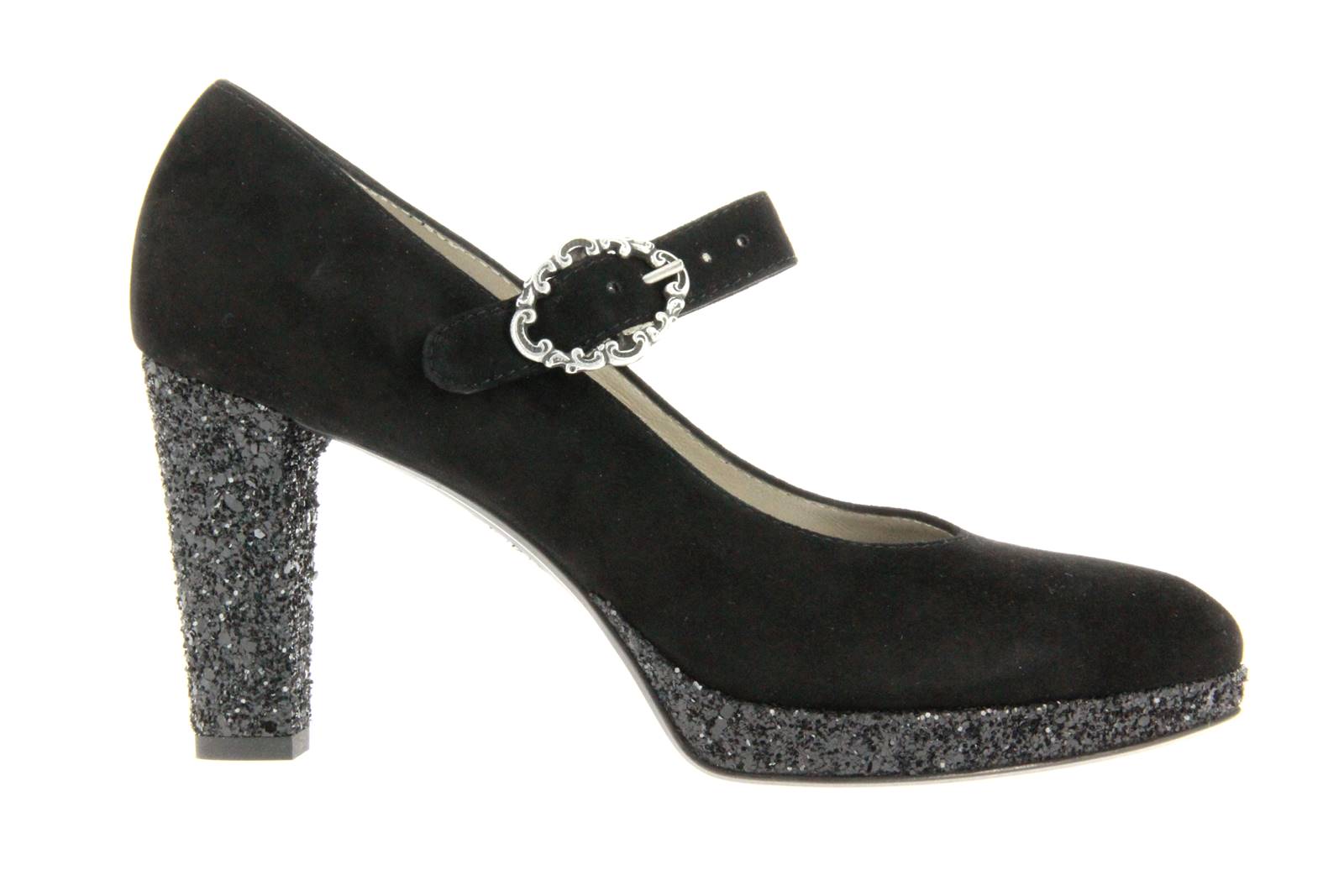 dirndl + bua Spangenpumps ZIEGENVELOUR GLITTER SCHWARZ (37 ) dirndl + bua Spangenpumps ZIEGENVELOUR GLITTER SCHWARZ (37 )