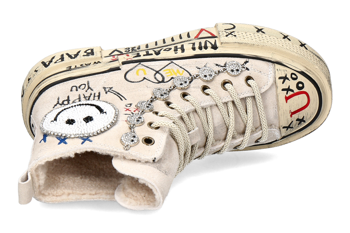Nan-Ku Couture High Top Sneaker gefüttert SKATER SMILEY - beige_232400156_5 Nan-Ku Couture High Top Sneaker gefüttert SKATER SMILEY - beige_232400156_5