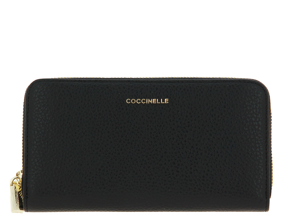 Coccinelle Portemonnaie GRAIN LEATHER METALLIC SOFT NOIR Coccinelle Portemonnaie GRAIN LEATHER METALLIC SOFT NOIR