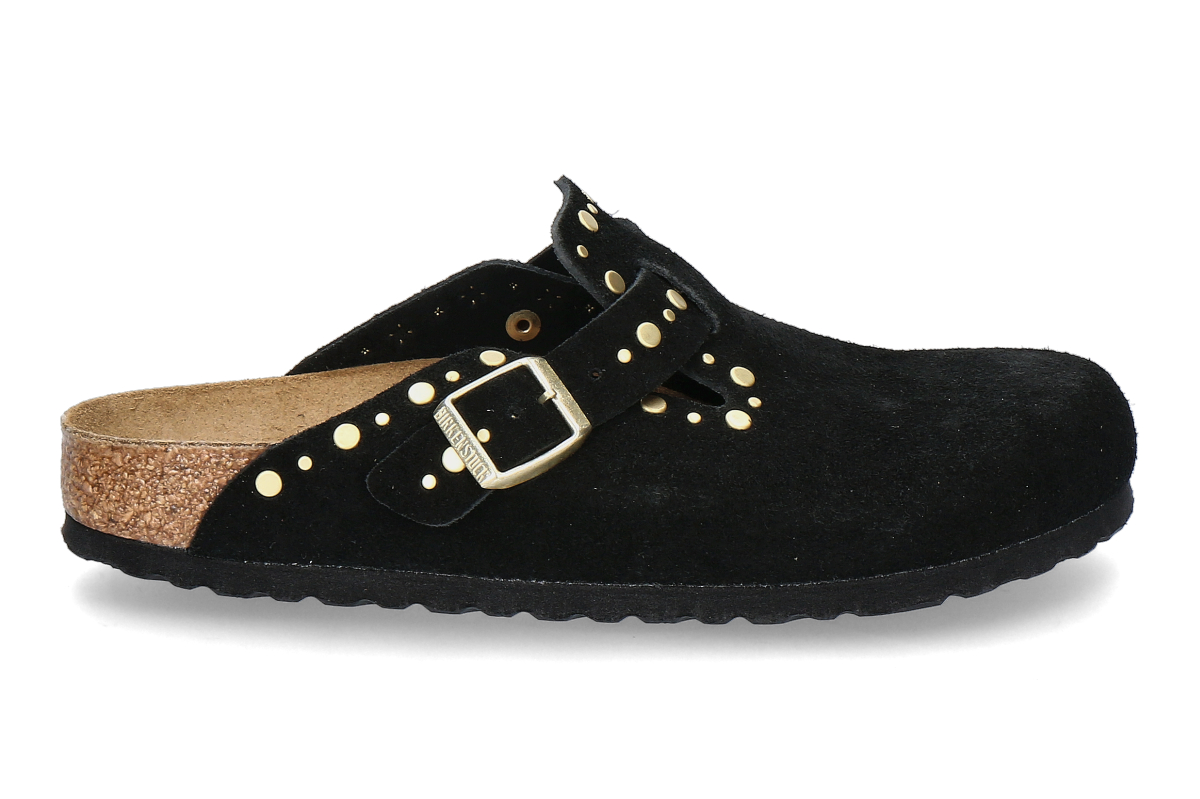 Birkenstock Pantolette BOSTON SCHMAL RIVET BORDER- black/ schwarz
