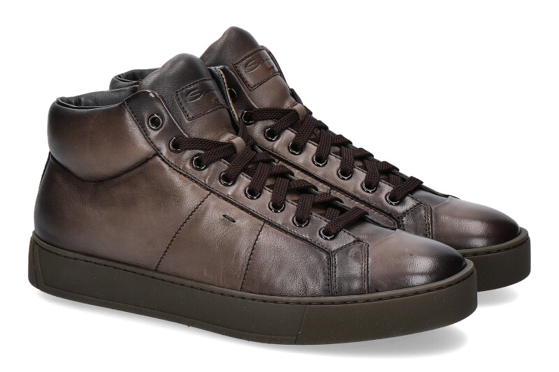 Santoni High Top Sneaker NAPPA BROWN (42)