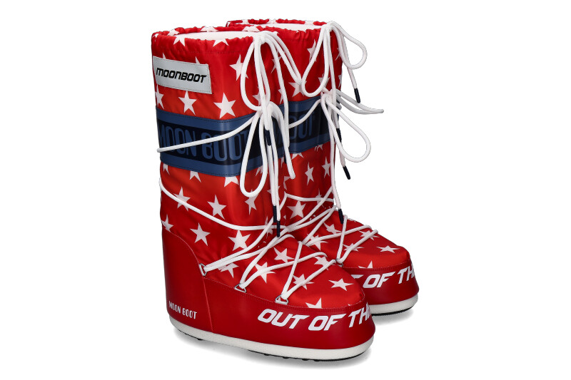 Moon Boot Snowboot RETROBIKER WHITE STARS PRINT- white/ red