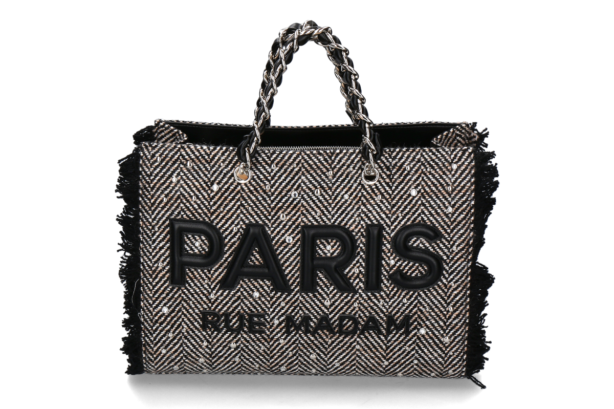 Rue Madam Tasche- HARRIS TOTE- tweed black/schwarz