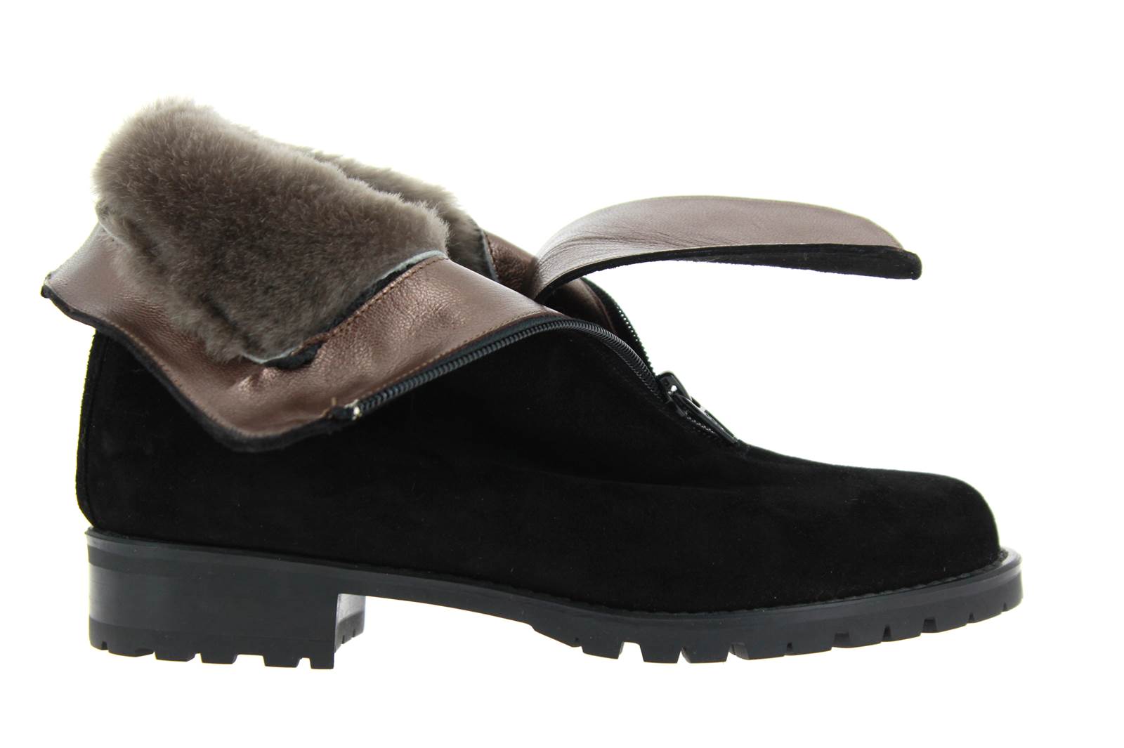 Gabriele Stiefelette gefüttert VELOUR NERO ZIP (41)