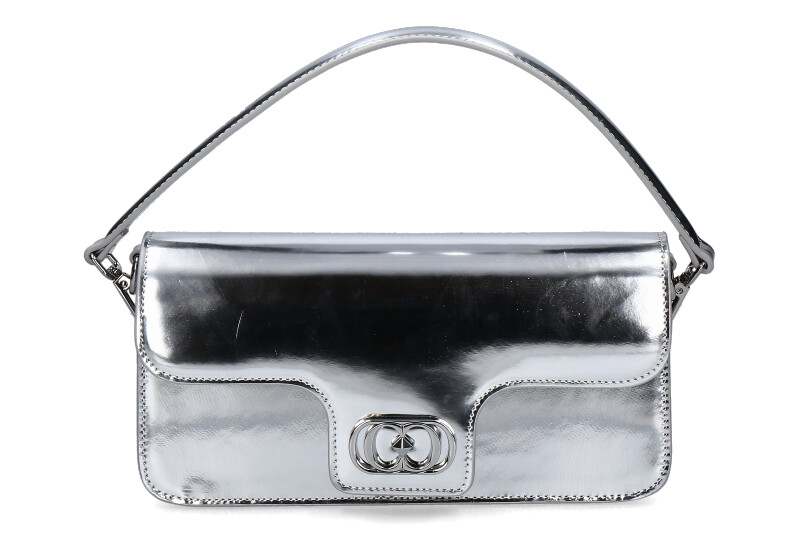 La Carrie Abendtasche SHINY BAGUETTE LEATHER SILVER