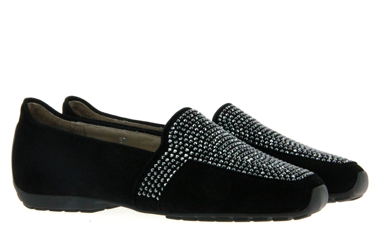 Mania Slipper gefüttert CAMOSICO NERO SWAROVSKI (38½)