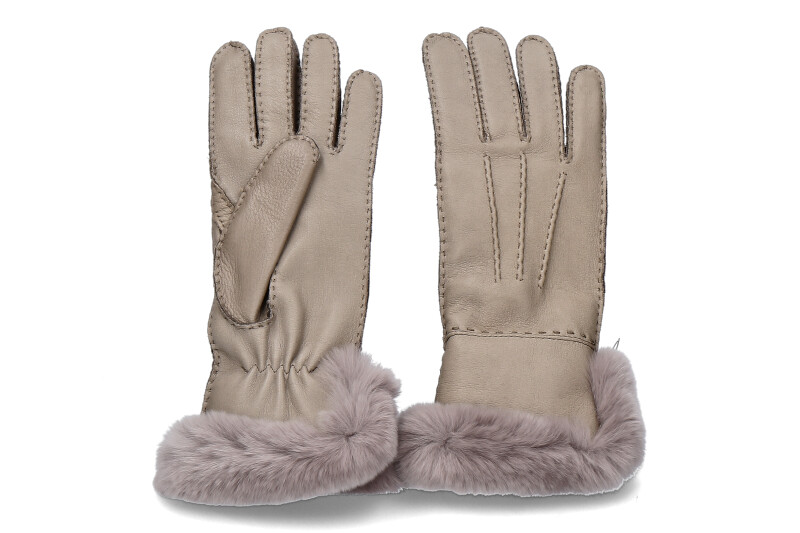 Restelli Damen-Lederhandschuhe NAPPA RABBIT- taupe/ grau