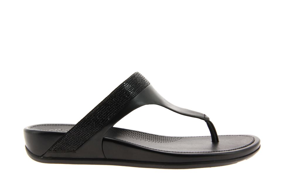 Fitflop Pantolette BANDA MICRO-CRYSTAL TOE-POST ALL BLACK (42)
