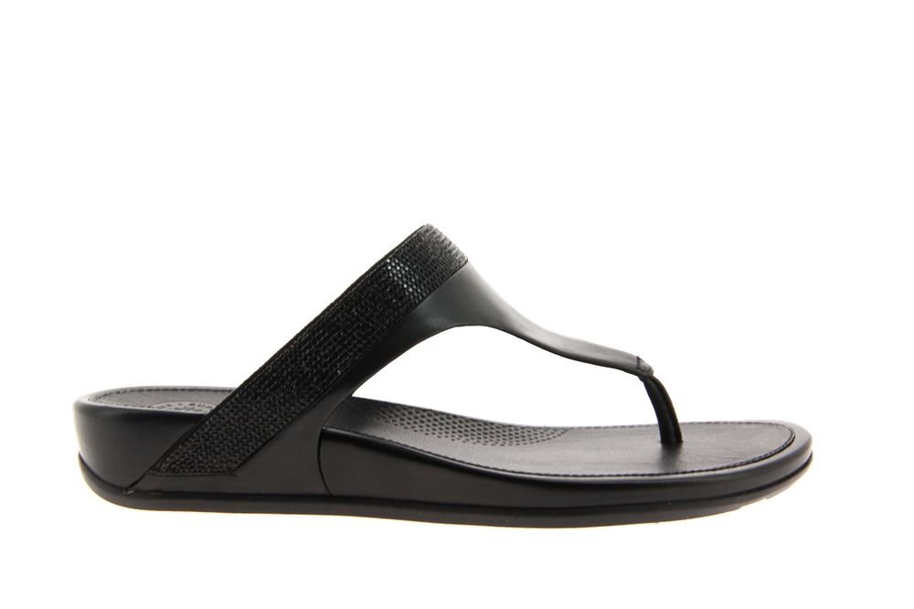 Fitflop Pantolette BANDA MICRO-CRYSTAL TOE-POST ALL BLACK (37 )