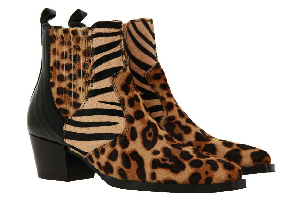 Maripe Stiefelette LEOPARDO ZEBRA MARRONE NATURALE NERO (38½)