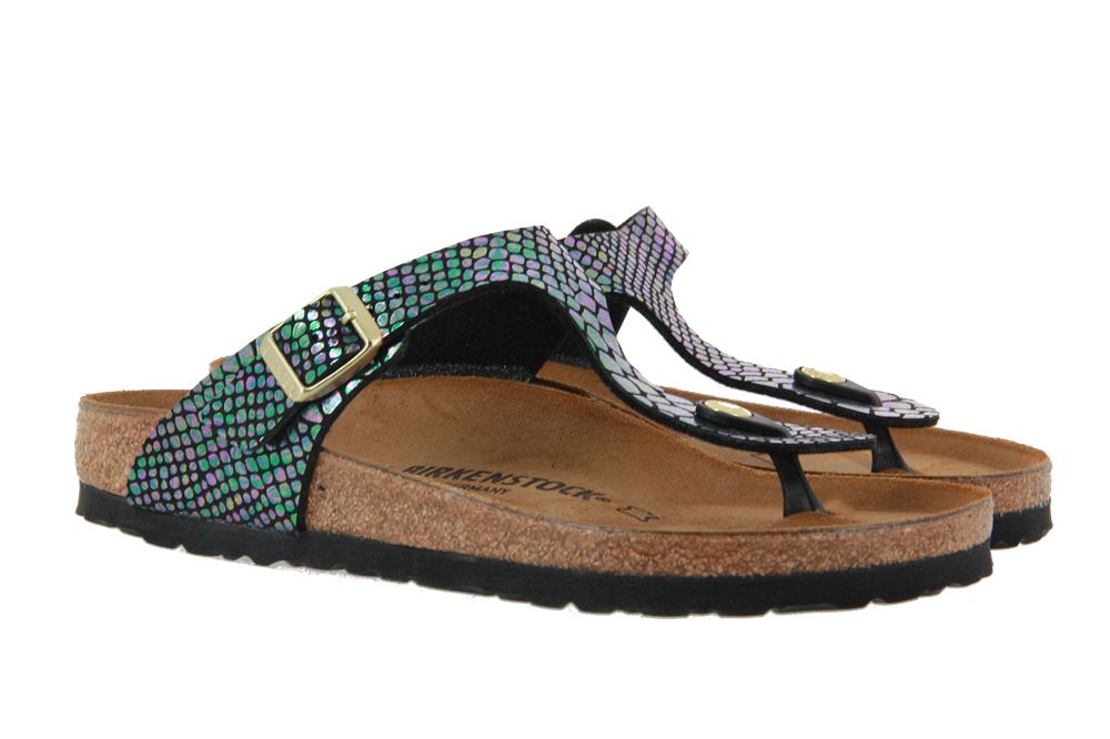 Birkenstock Pantolette GIZEH NORMAL SHINY SNAKE BLACK MULTI (39)