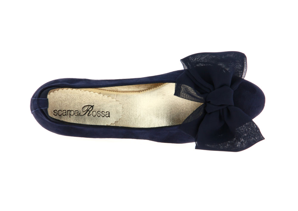 Scarparossa Ballerina CAMOSCIO FIOCCO SETA BLEU (39)