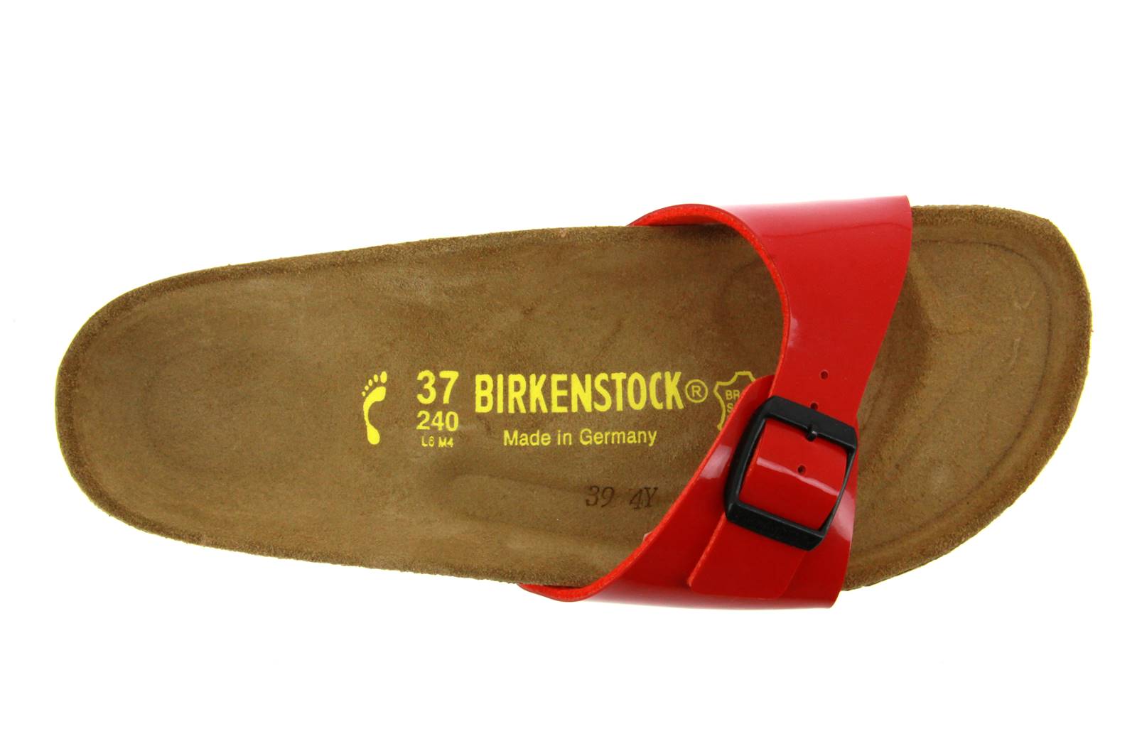 Birkenstock Pantolette MADRID SCHMAL BIRKO-FLOR LACK TANGO ROT (37 )