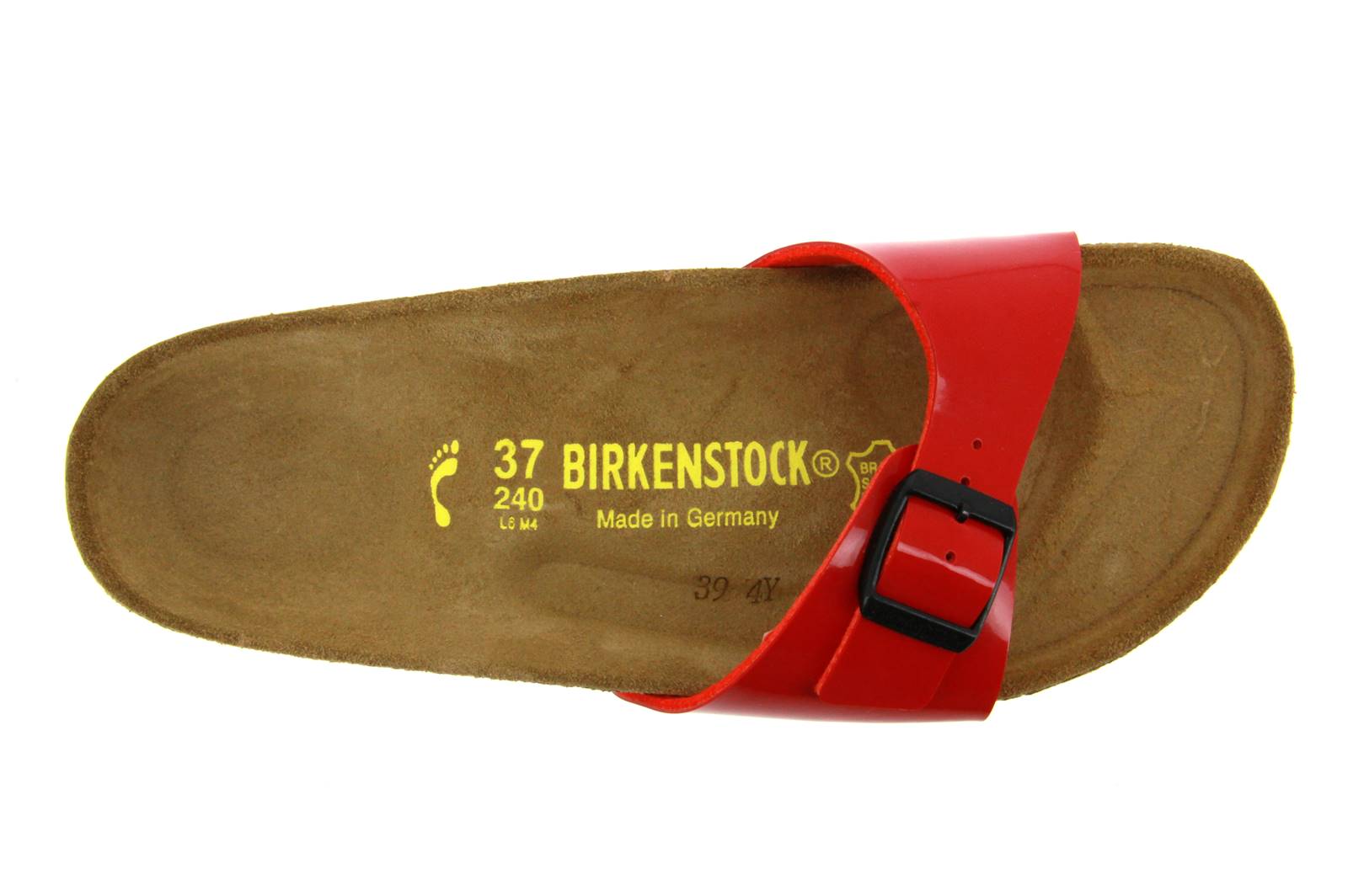 Birkenstock Pantolette MADRID SCHMAL BIRKO-FLOR LACK TANGO ROT (40)