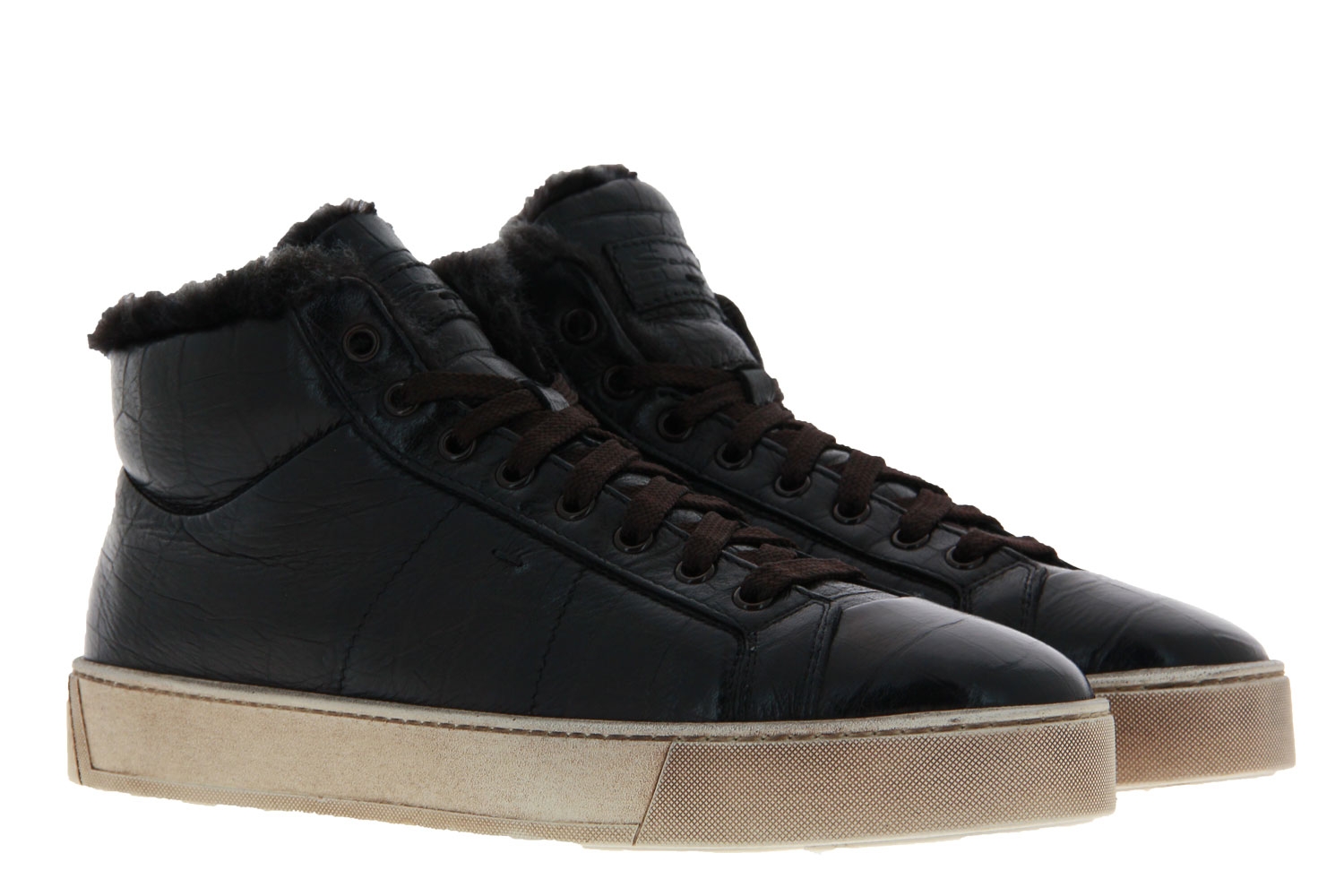 Santoni Sneaker gefüttert LEATHER DARKBROWN (44)