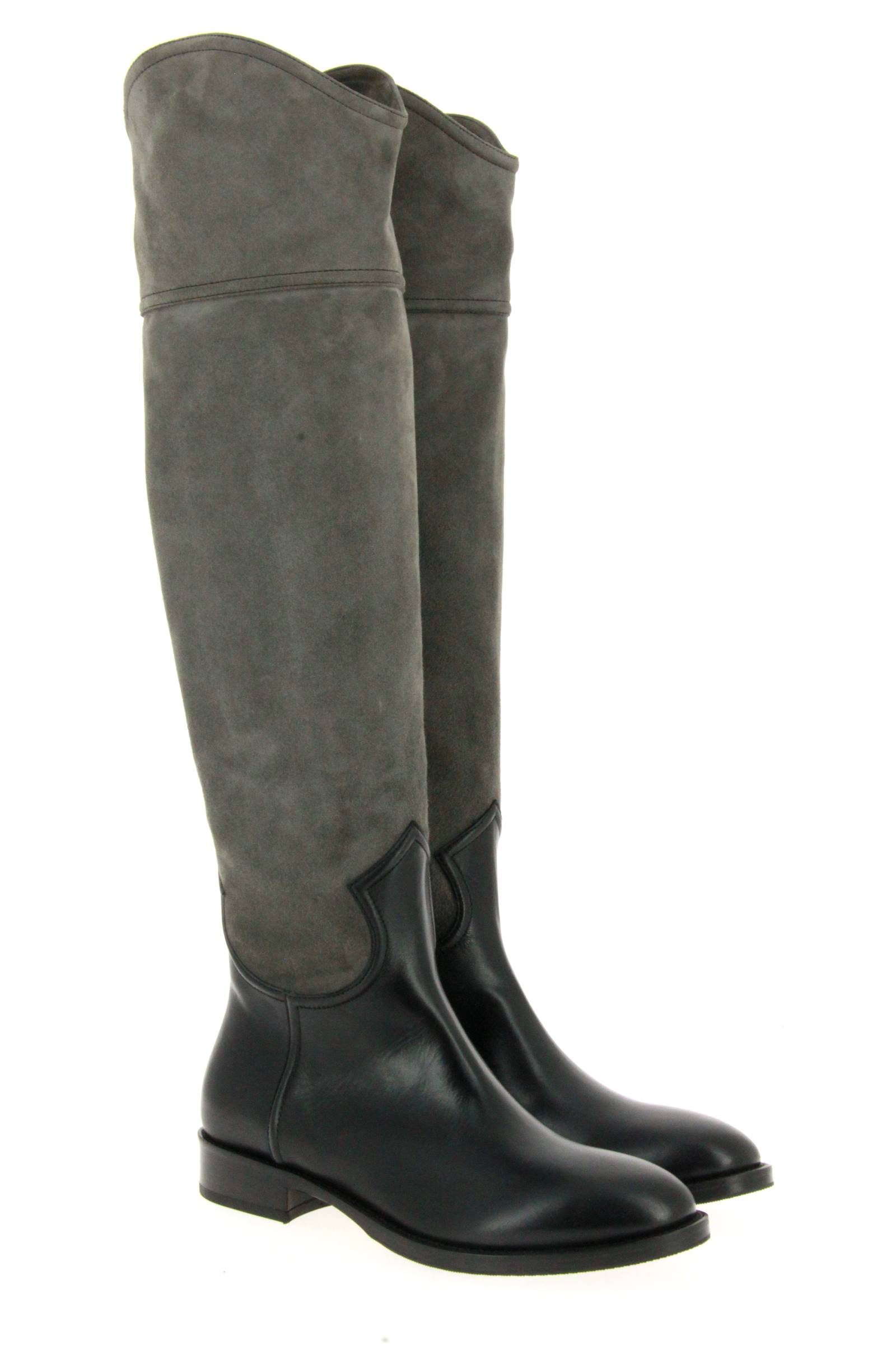 Le Pepé Stiefel CAMOSCIO FANGO NAPPA NERO (41)