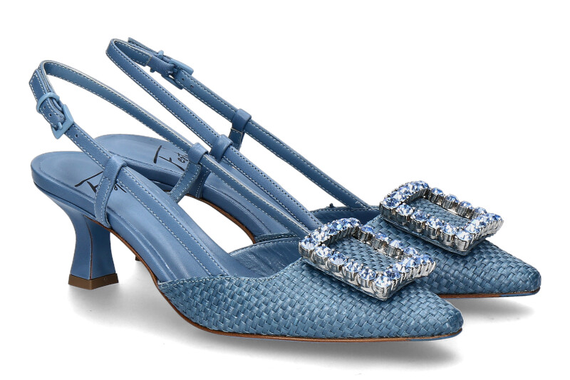 Roberto Festa Slingpumps STEFI Raffia Nappa Jeansblau